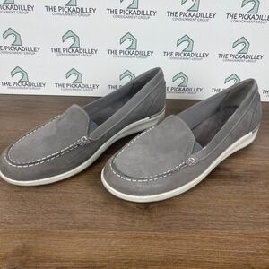 Walking Cradles Gray Suede Slip On Loafer Shoes Women 9.5 Flat Comfort